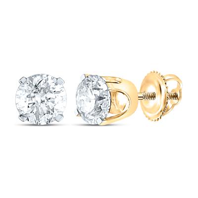 Aretes de oro diamante solitario 1 ct