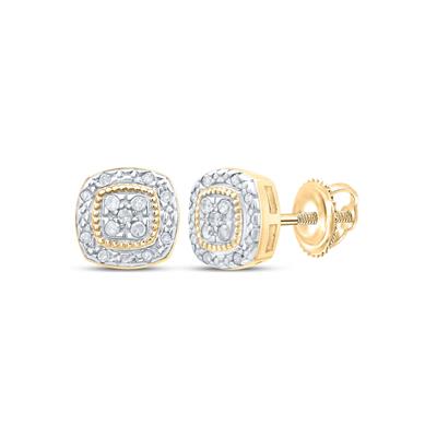 Aretes chicos cuadrado de oro con diamantes