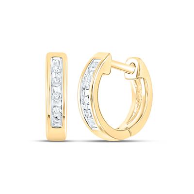 Arracada huggie mini de oro con diamantes