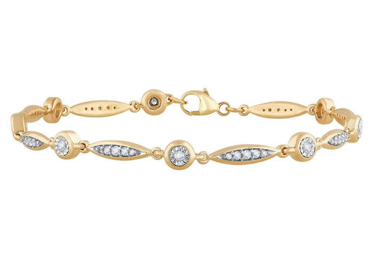 Pulsera de oro ovalos con diamantes