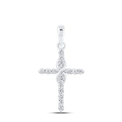 Dije cruz de oro blanco infinito con diamantes